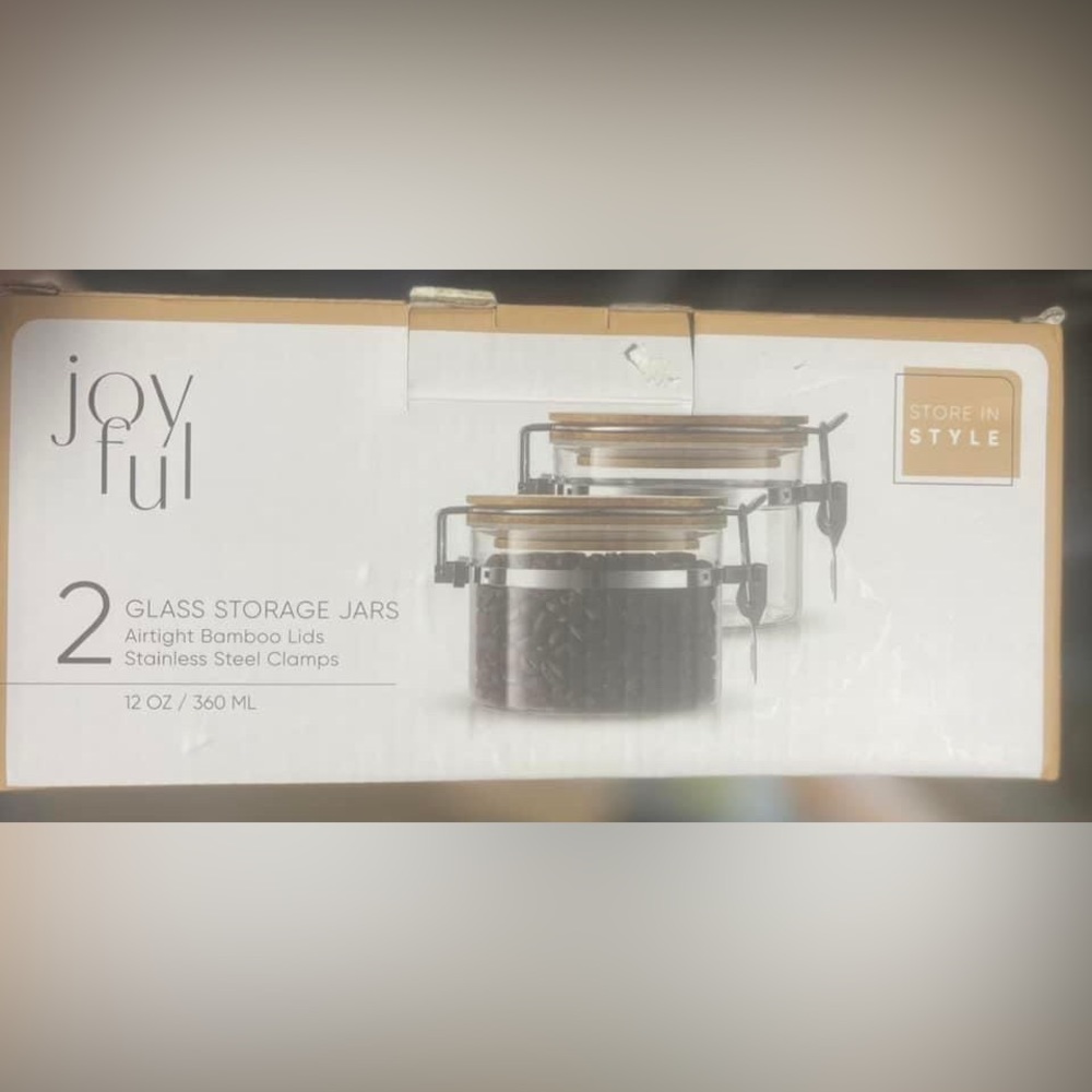 JoyJolt Storage Jars with Airtight Bamboo Clamp Lids - Set of 2 New